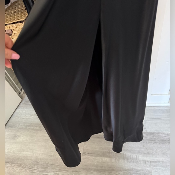 Dannijo rhinestone strap black silk maxi dress with a slit. Size L - Picture 2 of 8